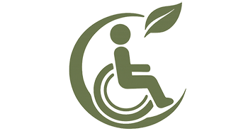 Wheelchair accessibility symbol with a calming leaf